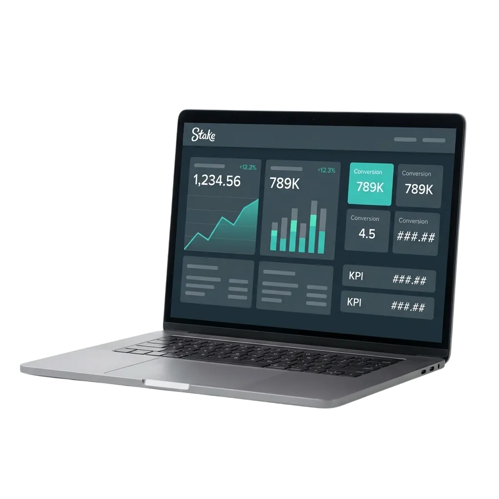 Stake affiliate program dashboard showing cryptocurrency earnings and commission rates for iGaming partners