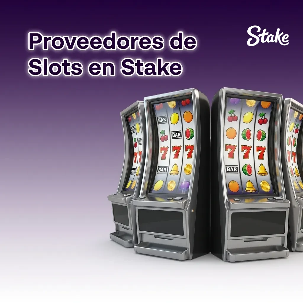 Colorful slot game logos from Pragmatic Play, NetEnt, and other top providers displayed on Stake casino platform