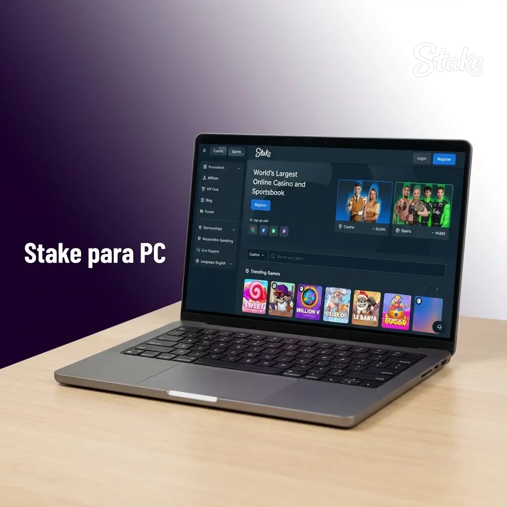 Desktop app installation guide showing download and setup steps for Stake gaming platform on Windows and macOS computers